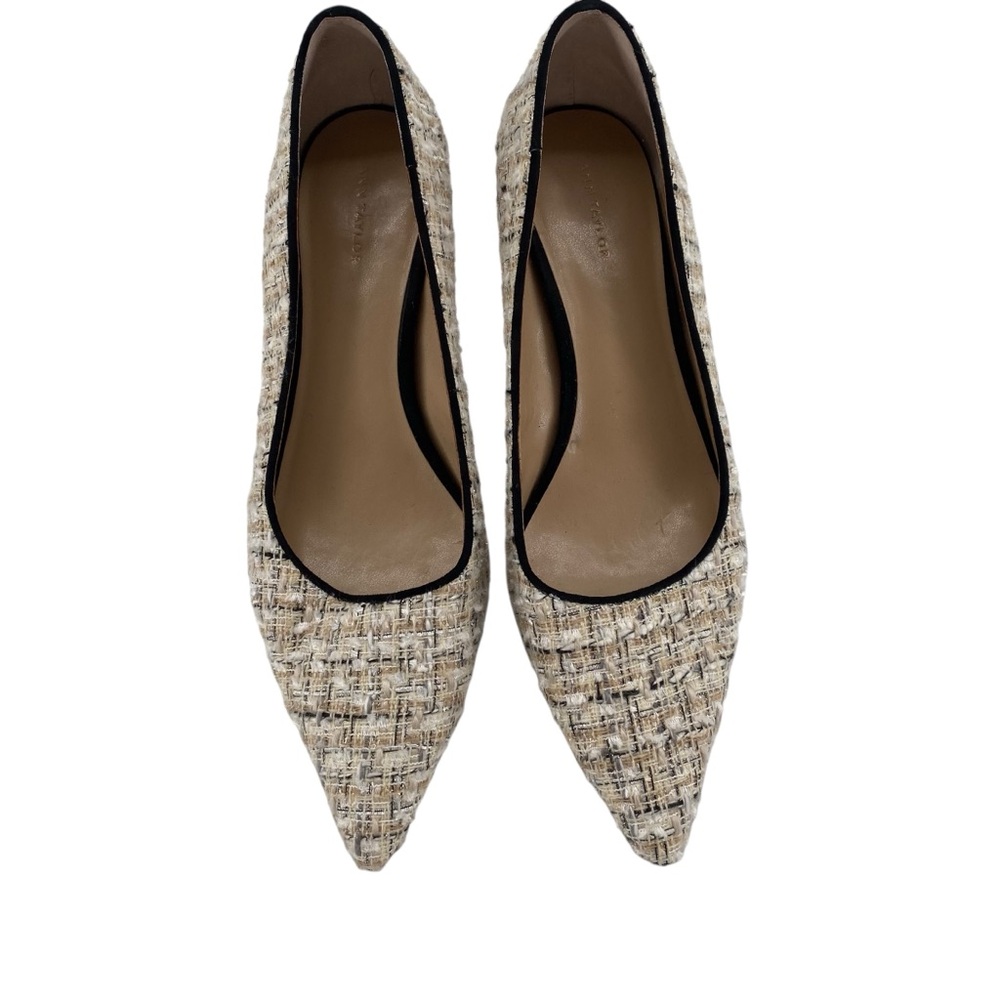 Ann Taylor Tweed Pointed Toe Low Heel Pumps Women’s Size 8 Beige Black